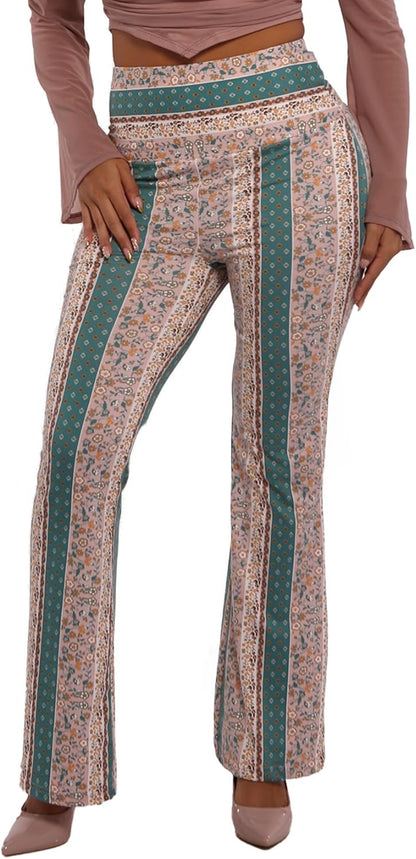 Womens Flare Palazzo Pants Casual Boho Bell Bottoms Wide Leg Buttery Soft Bottoms