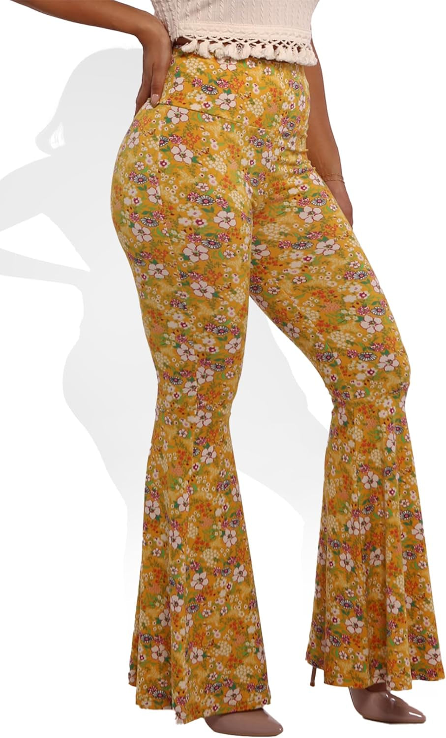 Womens Flare Palazzo Pants Casual Boho Bell Bottoms Wide Leg Buttery Soft Bottoms