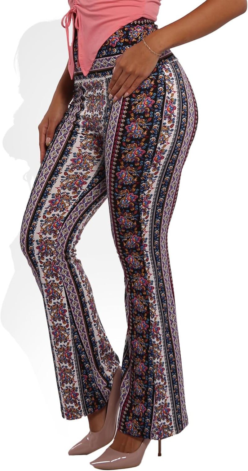 Womens Flare Palazzo Pants Casual Boho Bell Bottoms Wide Leg Buttery Soft Bottoms