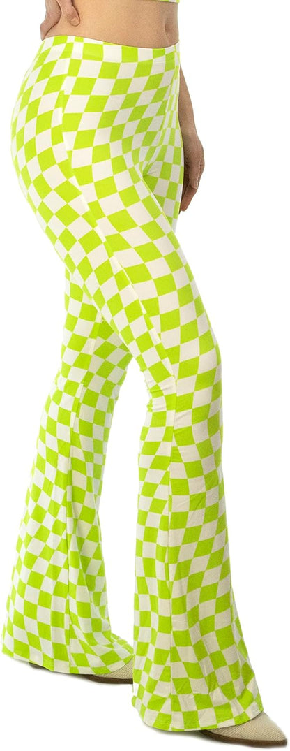 Women'S Print Elastic High Waisted Stretch Flared Leg Yoga Festival Rave Bell Bottoms Pants