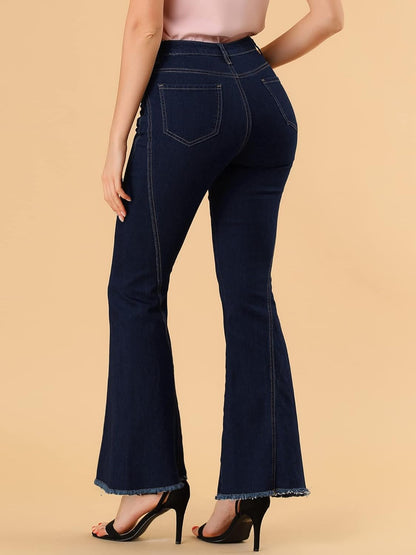 Women'S 70S Vintage Flare Jeans High Waist Stretch Denim Bell Bottoms Jeans