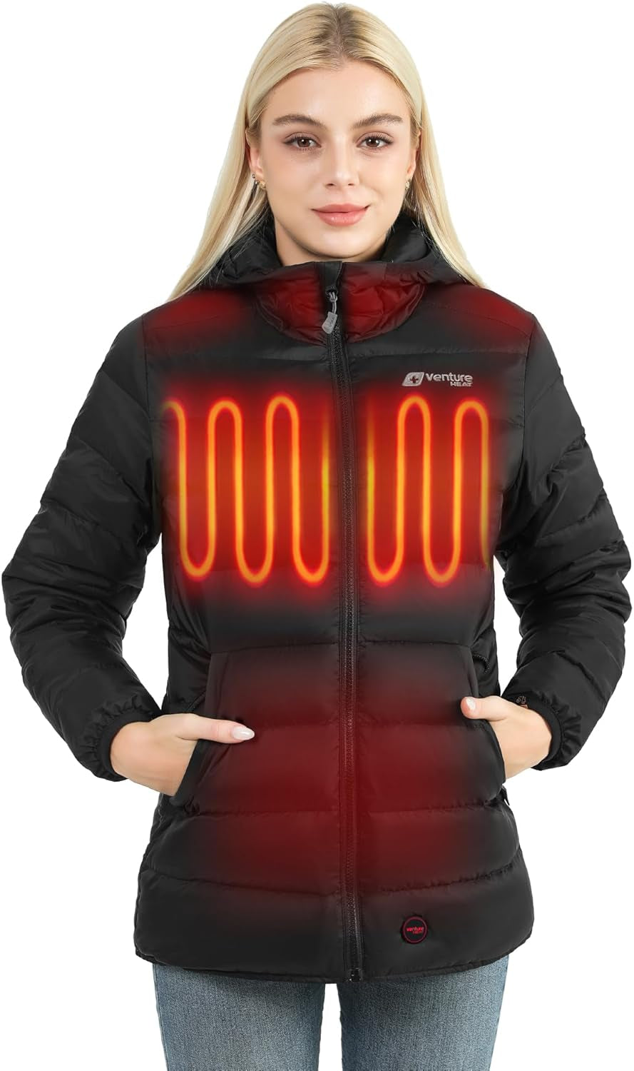 Women'S Heated Jacket with Battery Included 12V Self Warming Parka Coat, down Ski Jacket, Bluetooth App Control